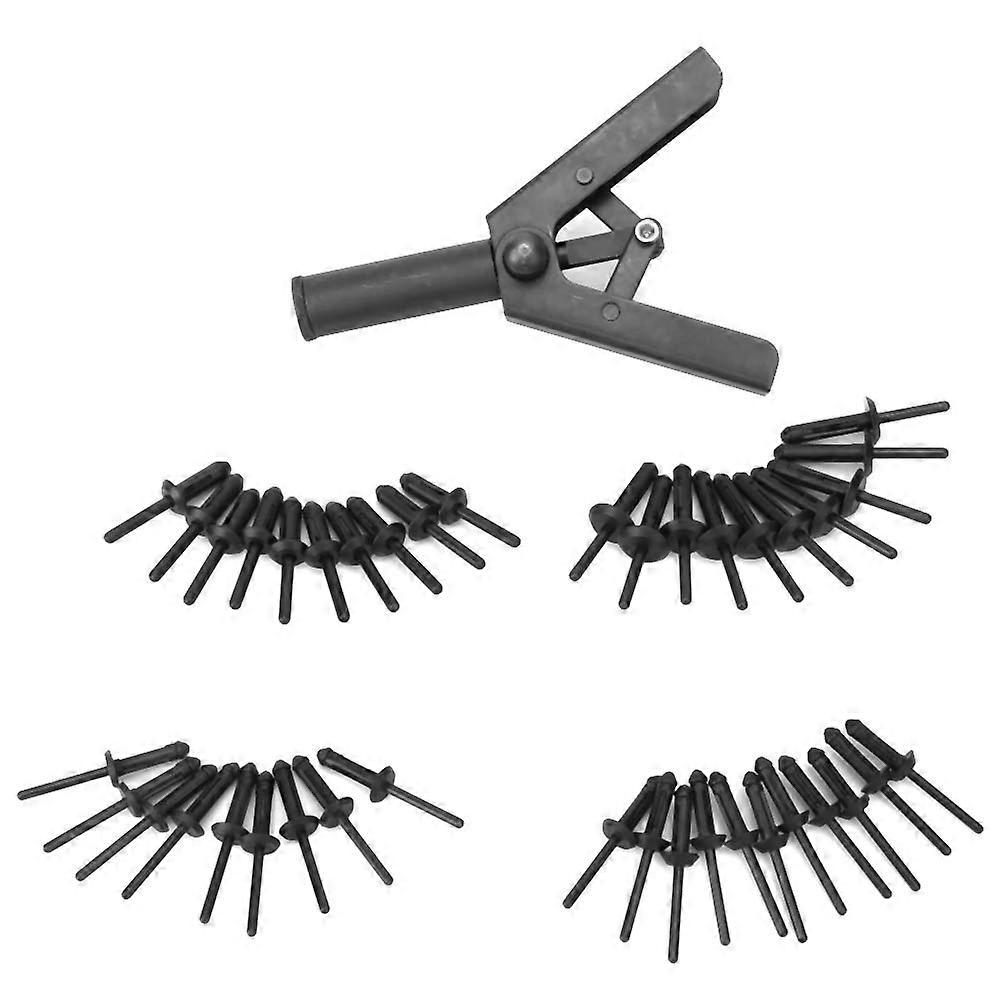 40 pezzi di rivetti di varie dimensioni, rivetti in polietilene dal design ergonomico in acciaio al carbonio da 1 pezzo con strumenti di rivettatura in plastica