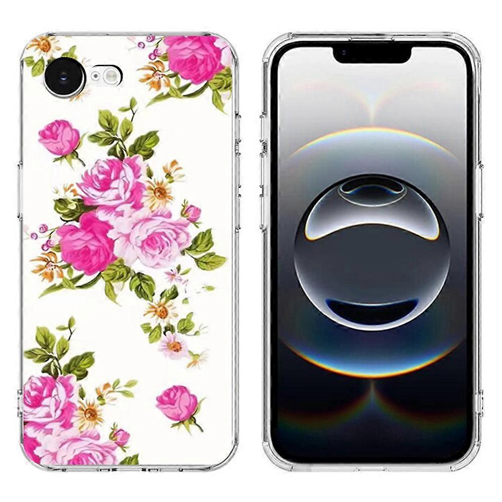 For iPhone 16e Case Pattern Printing Cell Phone TPU Back Cover - Rose Flower