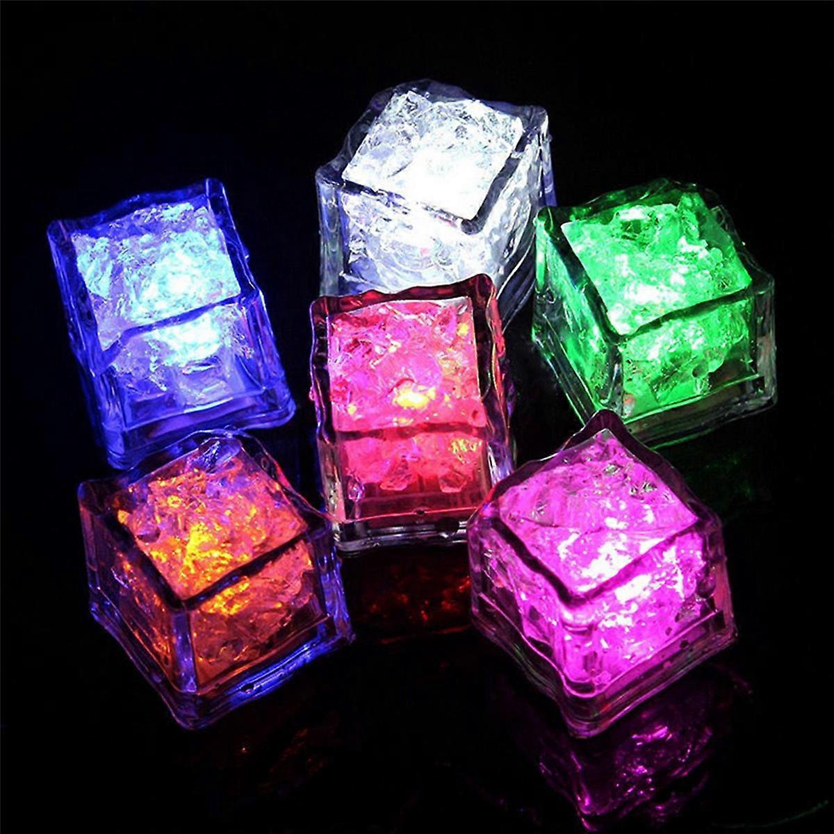 24PCS Waterproof LED Ice-Cube Colorful Slow Flashing Glow in the Dark Light Up for Bar Club Drinkin