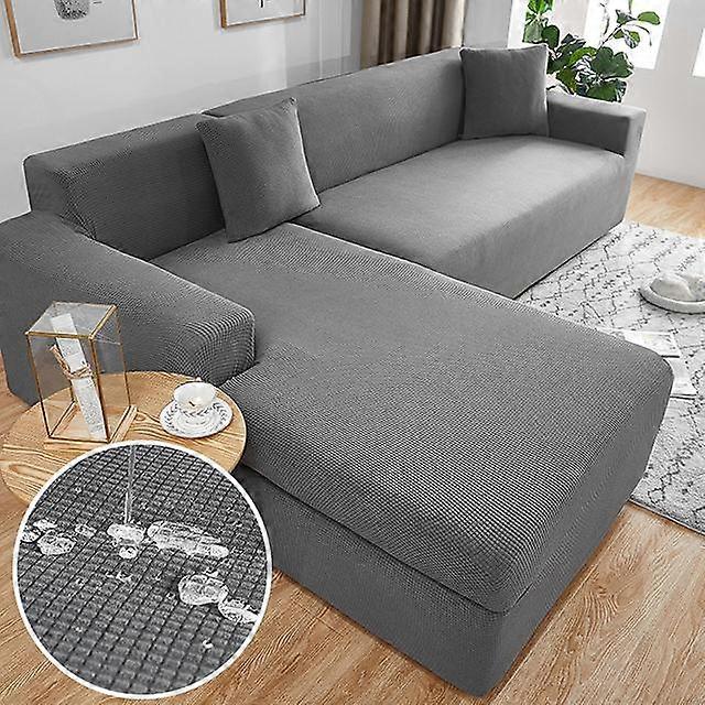 Waterproof Elastic Sofa Covers Solid Couch Cover L Shaped Corner Sofa Slip Cover Protector Protection Sofa Covers 1 /2 /3 /4 Seats