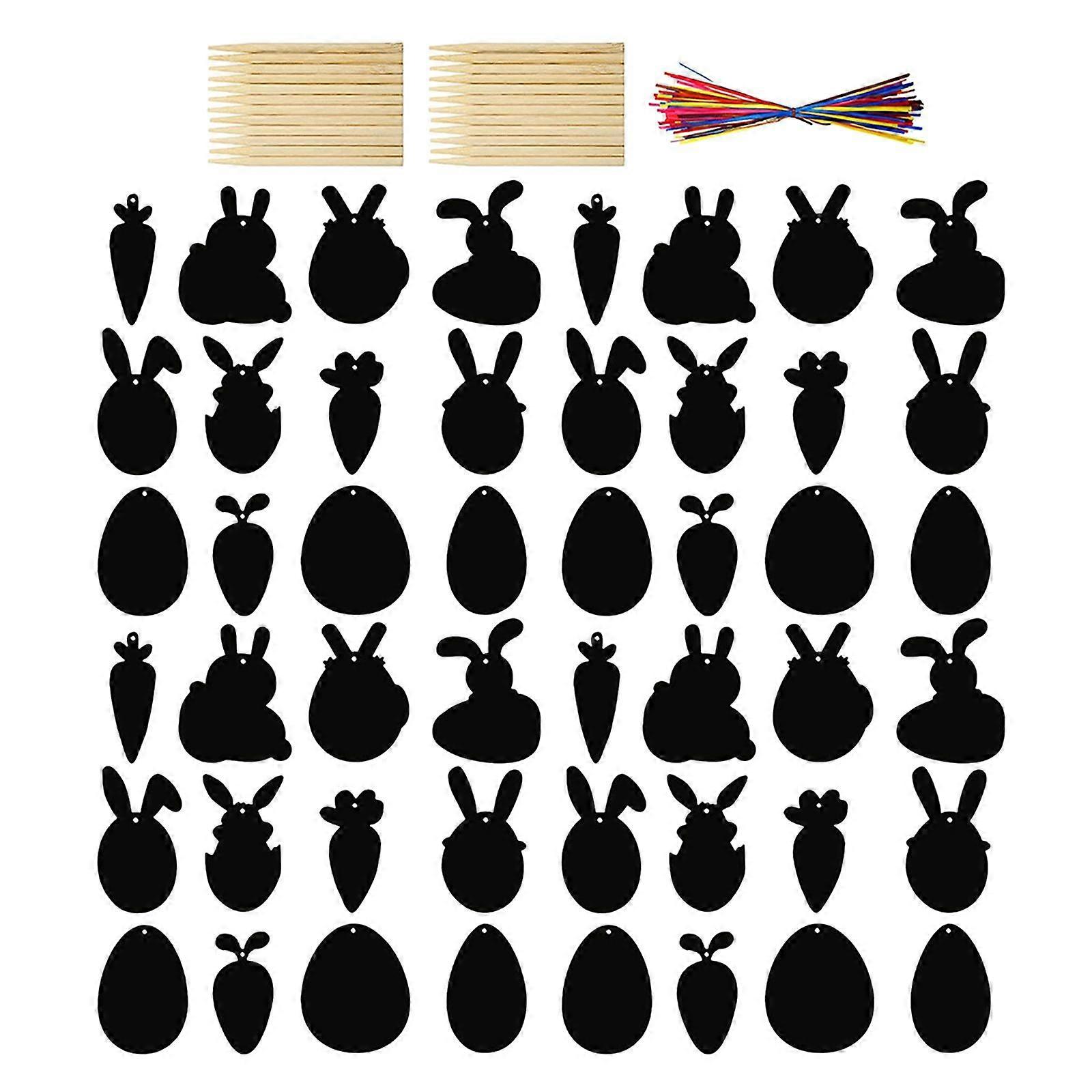 48Pcs Easter Scratch Paper Colorful Scratch Craft Children Bunny Ornaments