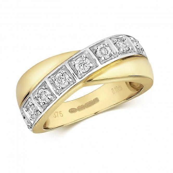 Diamond Jewellery 9k Gold Diamond Crossover Rings RD364