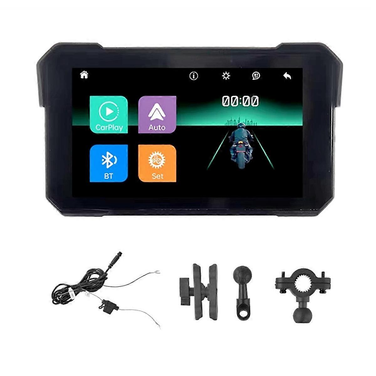 5 Inch Motorcycle Portable GPS Navigation Screen Wireless Carplay Android Auto IP68 Waterproof Display Bluetooth