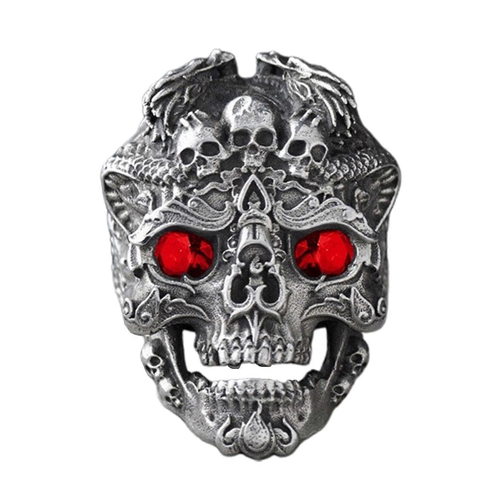 Skull Shaped Opening Rings Eye Catching Skull Adjustable Finger Rings Alloy Material Open Rings Suitable for Punk Party