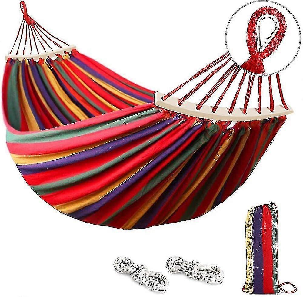 Outdoor Canvas Hammock With  Bars, (280*150cm) Portable Hammock Best Gift Edition a