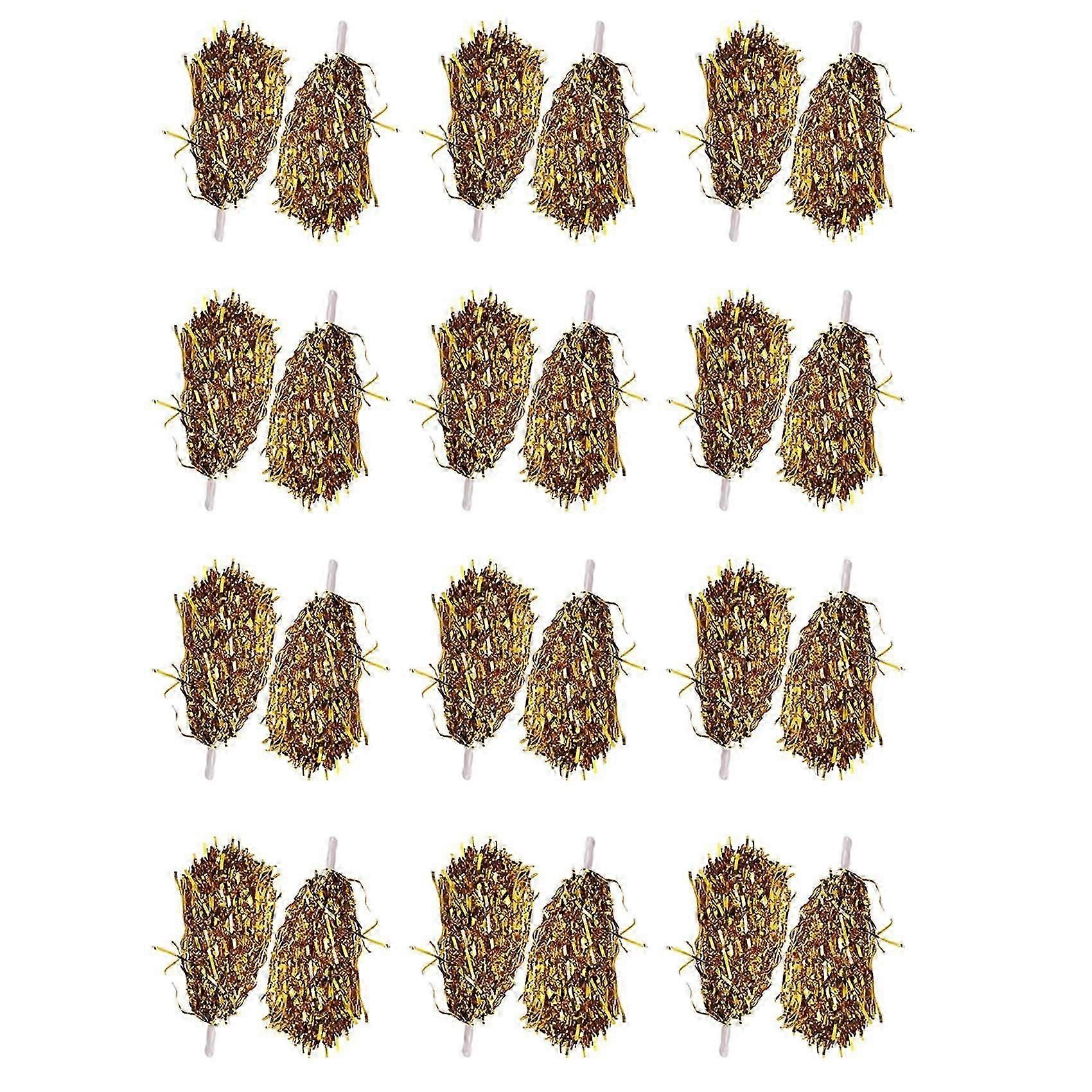 24個のチアリーディングポンポンメタリックホイルチアポンポン、プラスチックハンドル付き大人の子供用チアリーダーパーティーイエロー