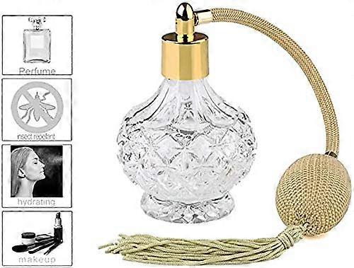 H&D Charming Clear Checked Carved Glass Empty Refillable Perfume Bottle With Spray Atomizer Clear Glass Refillable Bottle
