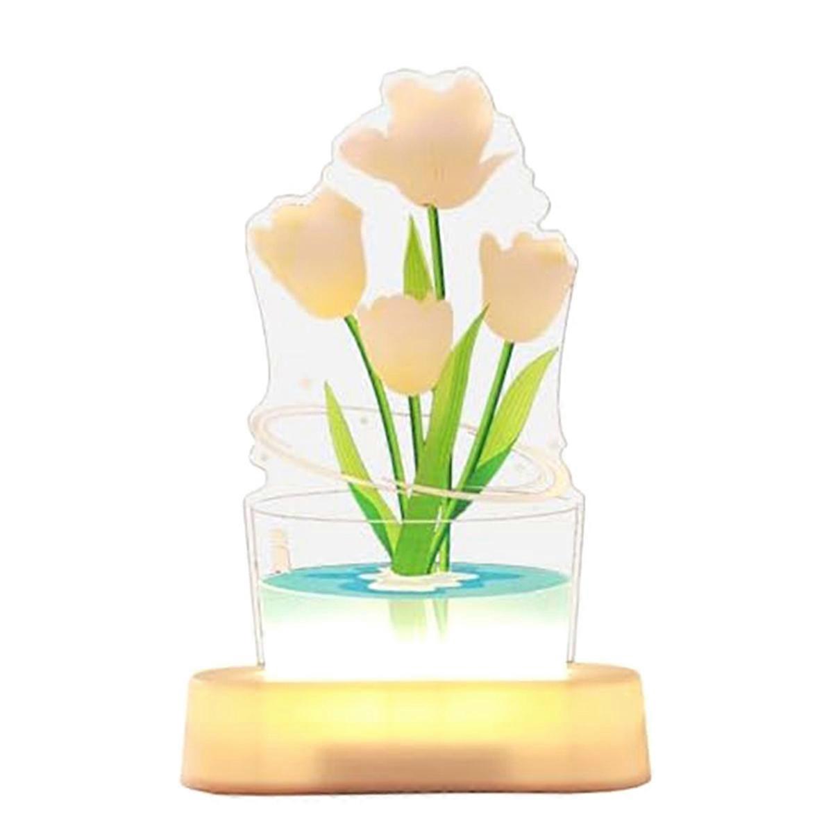 3D Tulip Night Light, Bedside Table Lamp for Room Decoration A