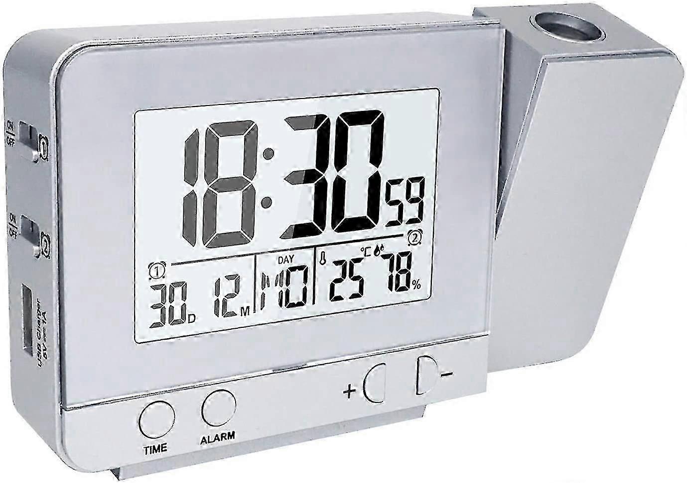 For Digital Projection Clock, Bedside Dimmer Alarm Clock Time Temperature Protection Clock with Snooze