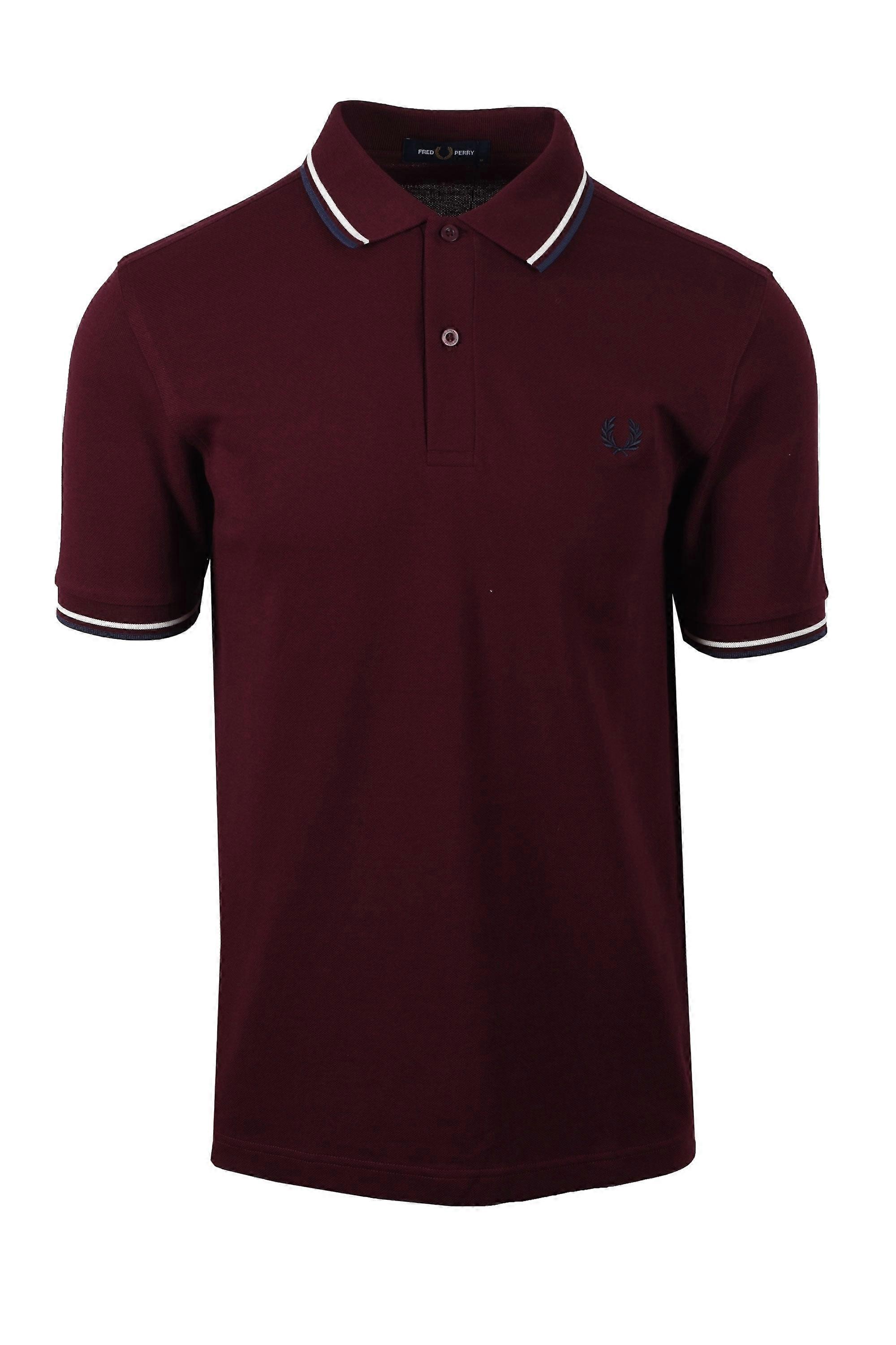 Fred Perry Twin Tipped Polo Oxblood/ecru/tennis Blue