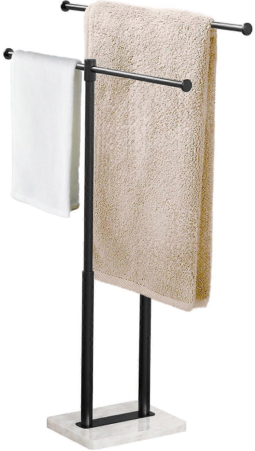 Black Towel Rack Wall-Mounted For Bathroom Towels Modern Style Space-Saving