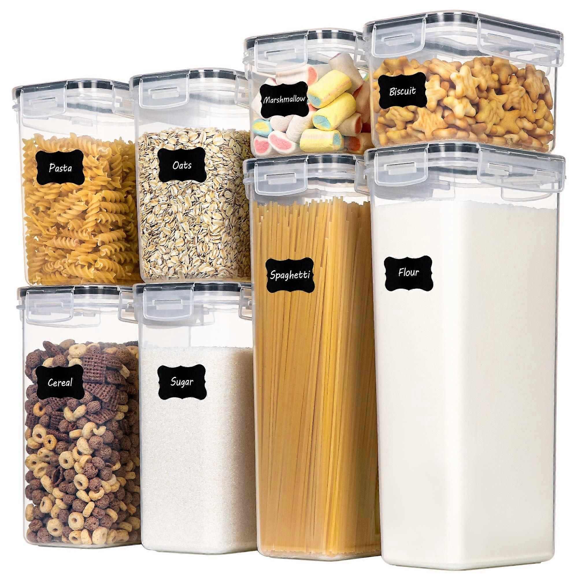 Airtight Food Storage Containers 8 PCS Set for Kitchen & Pantry Organization, BPA-Free Plastic, Clear, Stackable Design