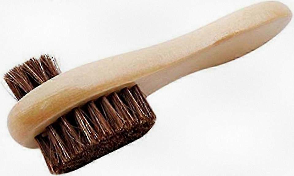 Double-Sided Long Handle Shoe Brush for Footwear, Bags, Auto Upholstery, and Home Surfaces