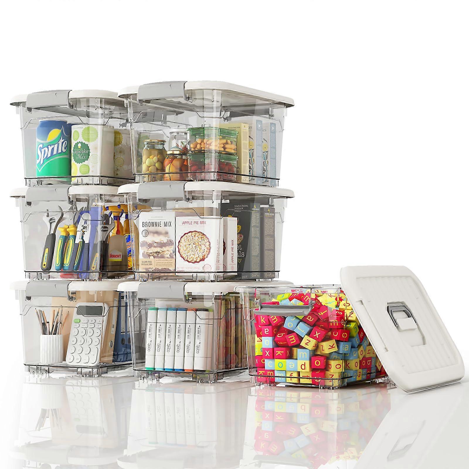 7 Pack Clear Plastic Storage B Shelves for and Crafts 6 Quart Size