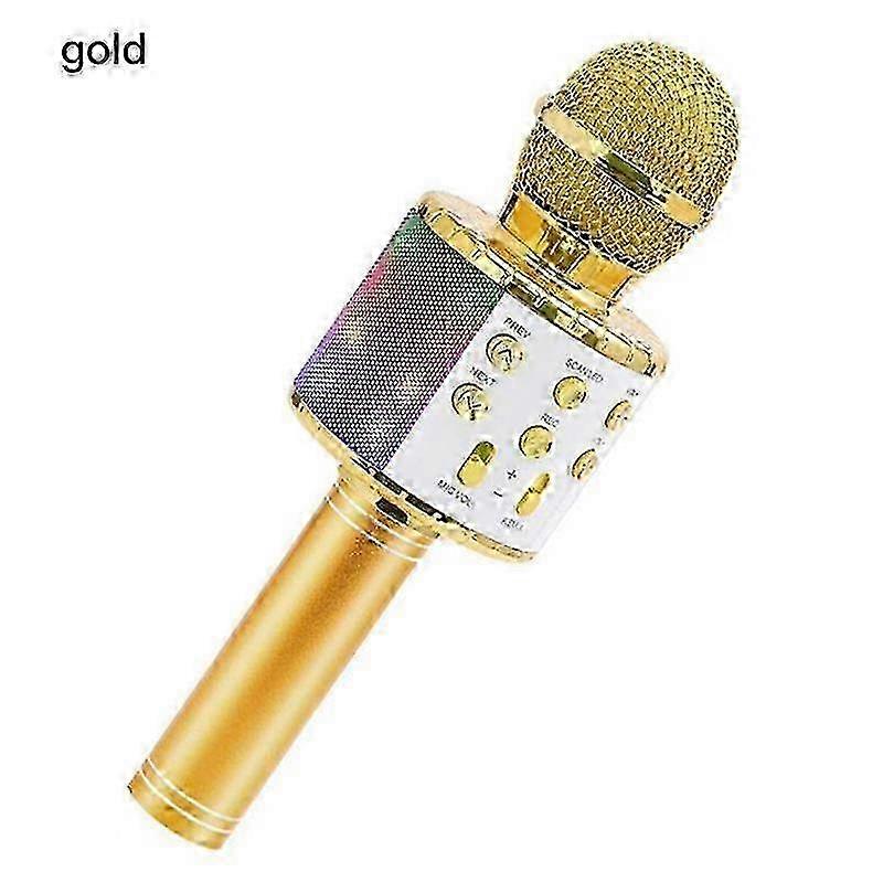 Kids Wireless Microphone with LED Lights - Gold