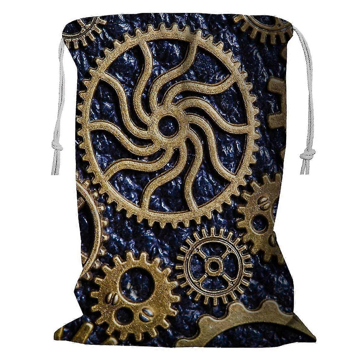 Steampunk Mechanical Cogs Gears Wheels Storage Basket Laundry Bag With Drawstring 45x60 Cm