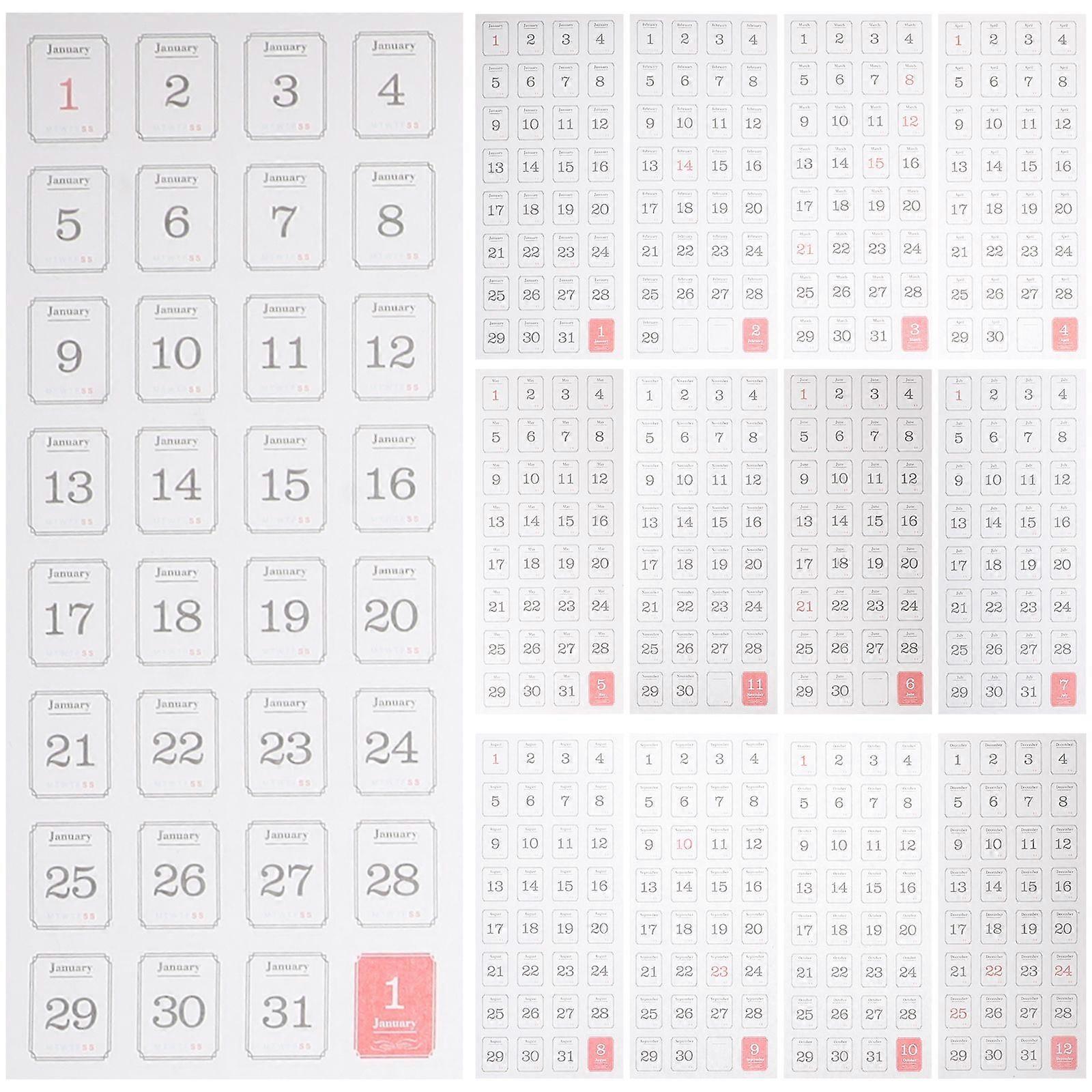 1 set de autocolante de zi cu zi File notebook Autocolante autoadezive pentru calendar Stickere pentru date de jurnal
