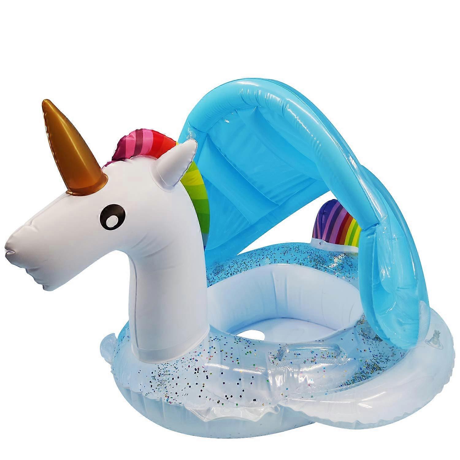 Unicorn Horse Baby Swimming Pool Canopy with Sparkling Seat and Arm, Ideal for Summer Swim, Waterproof and UV Protection