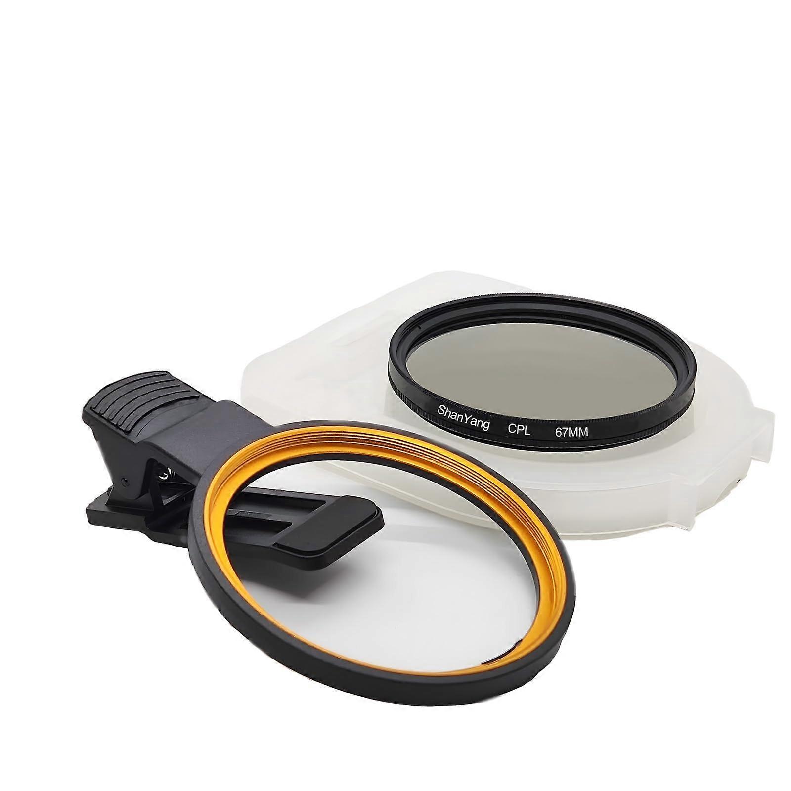 67mm Clip-on CPL Phone Camera Lens Filter, Polarized Camera Lens Filter CPL Filter for iPhone 16 15 Pro Max Plus 14 13 Pro Max Mini 12 11 X XS Galaxy