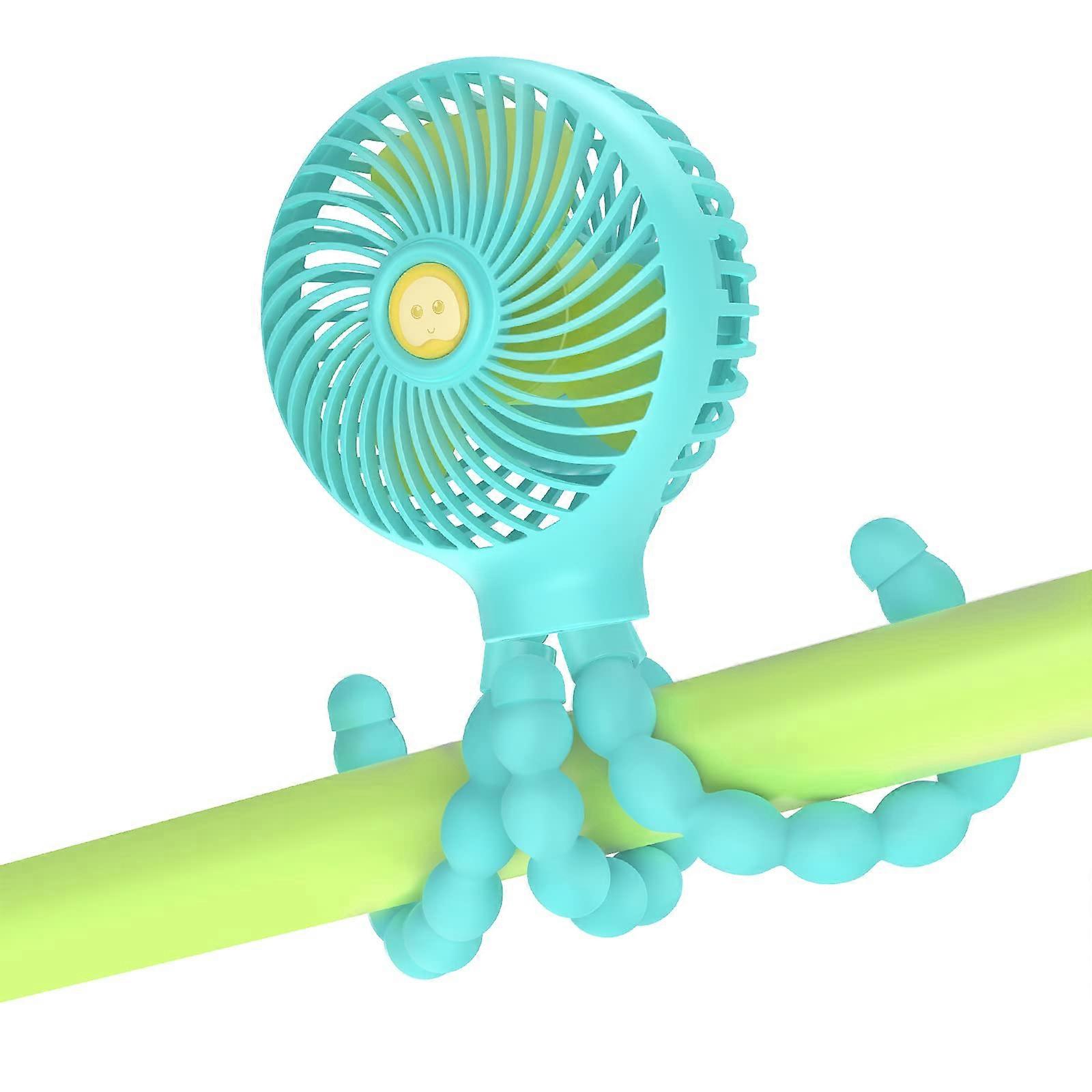 Baby Fan, Portable Battery-Operated Fan with Flexible Tripod, 3 Fast Clip Design for Car Seat, Treadmill, Camp (Blue)
