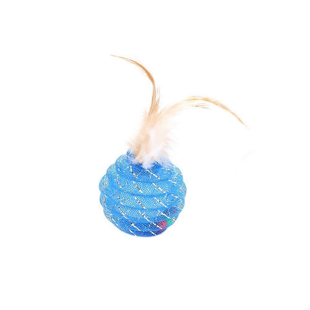 4.5cm Pet Cat Interesting Ball Toy with Simulation Feather Made of Line Tube Kittens Exercise Rolling Ball