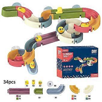 Peuter Duck Slide Bath Toys, Wall Track Diy Building Set Kit Funny Toy Kids Verjaardagscadeau (34 stuks)
