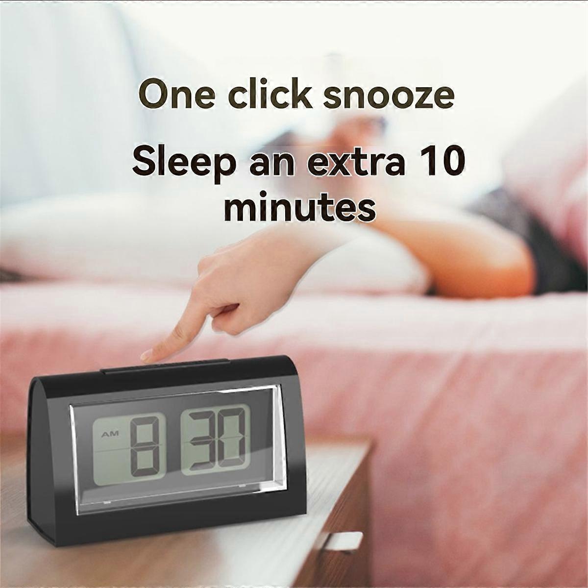 Large Flip Digital Alarm Clock - Battery Powered for Bedside/Office