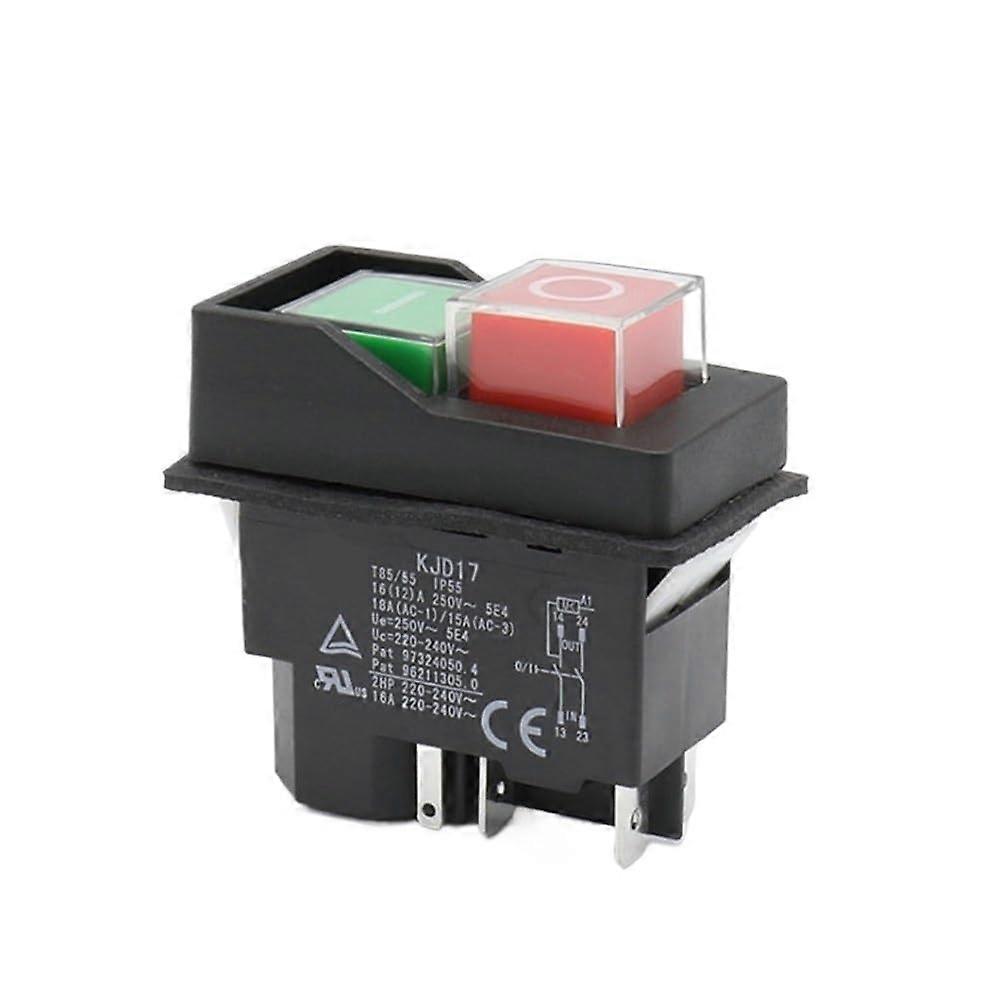 Electromagnetic Push Button Safety Switch IP55 5-Pin 220-240V AC 16A KJD17 For Garden Machinery And Power Tools