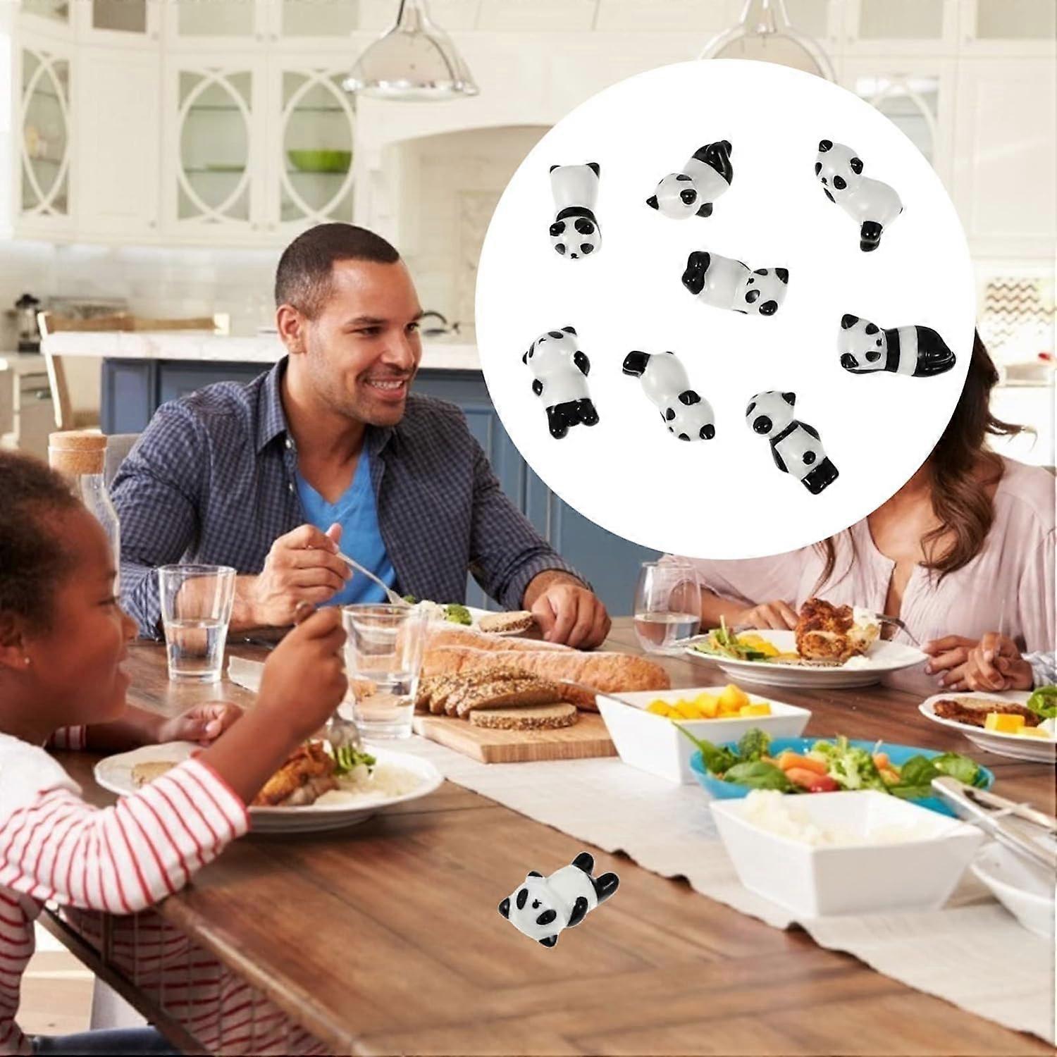8 Pcs Set Cute Panda Ceramic Ware Chopsticks Stand Rest Rack