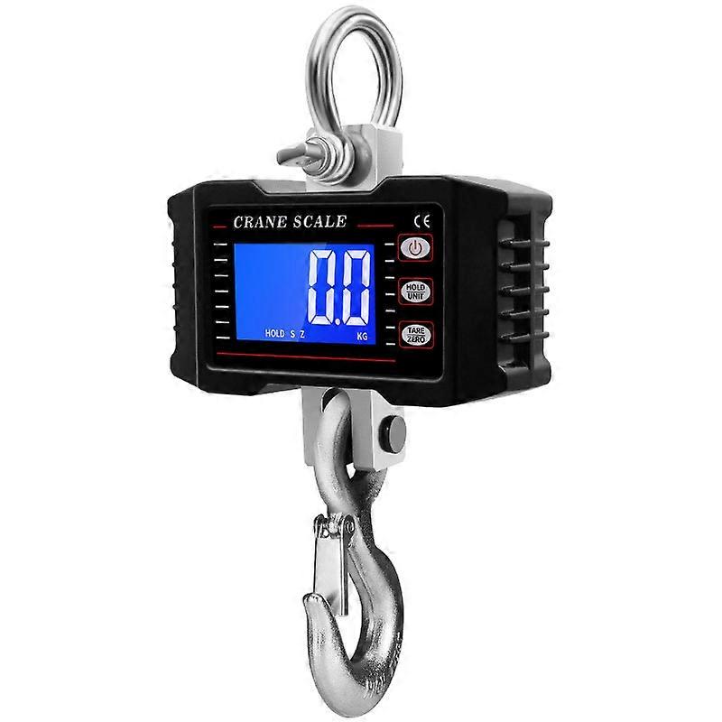 Crane Scale 1000Kg/500Kg Digital Hanging Scale, Portable Heavy-Duty, LCD Backlight, Hook Scale, Unit Change, Black