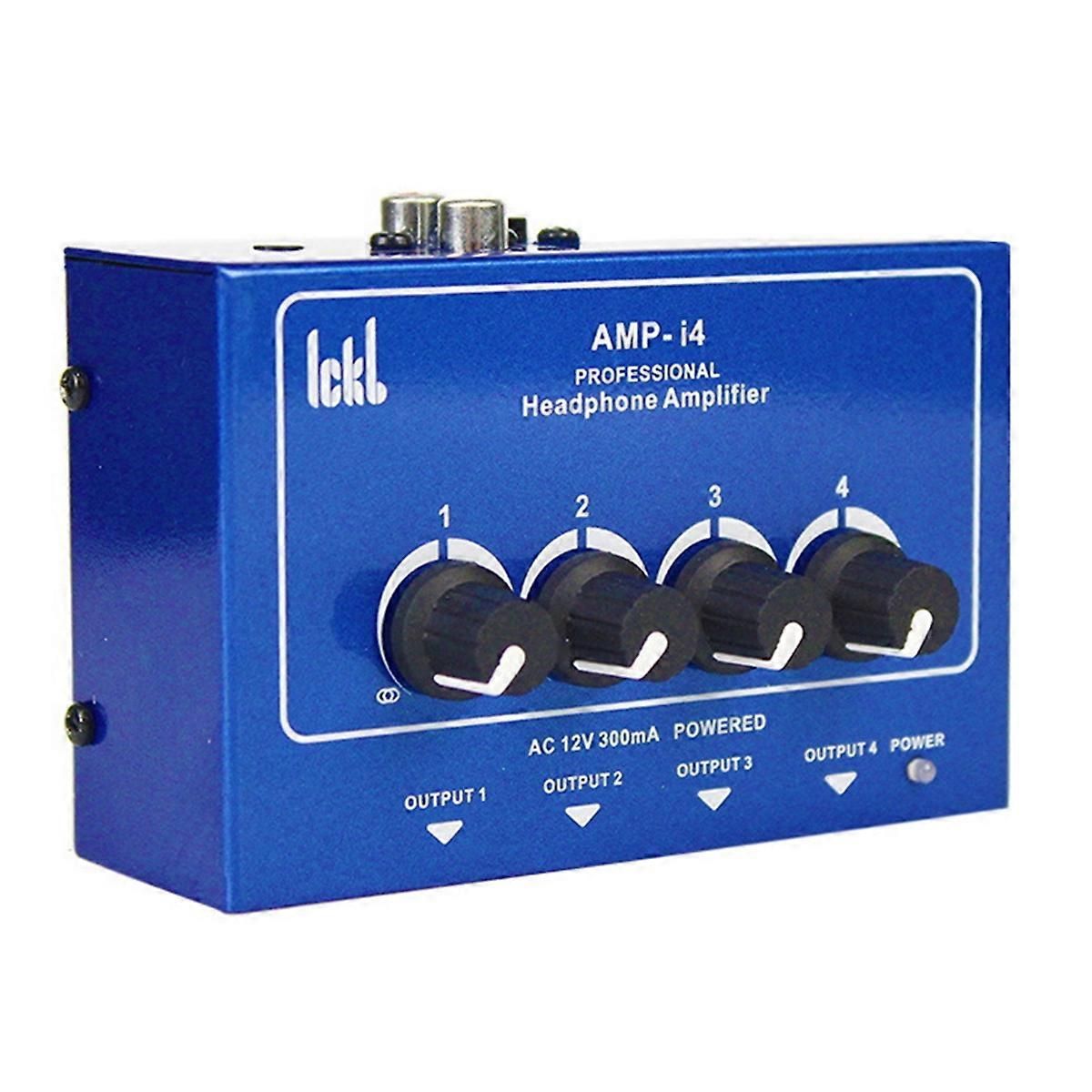 AMP- I4 Professional Headphone Amplifier 4 Control Knobs 2-Way Mixed Input for Multi Person Monito