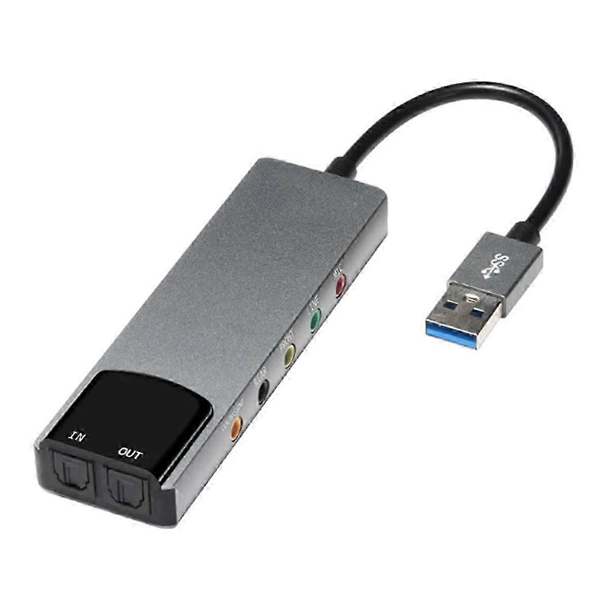 6-In-1 Computer Sound Card 5.1 USB External Sound Card Multi-Function Audio Converter for Notebook A