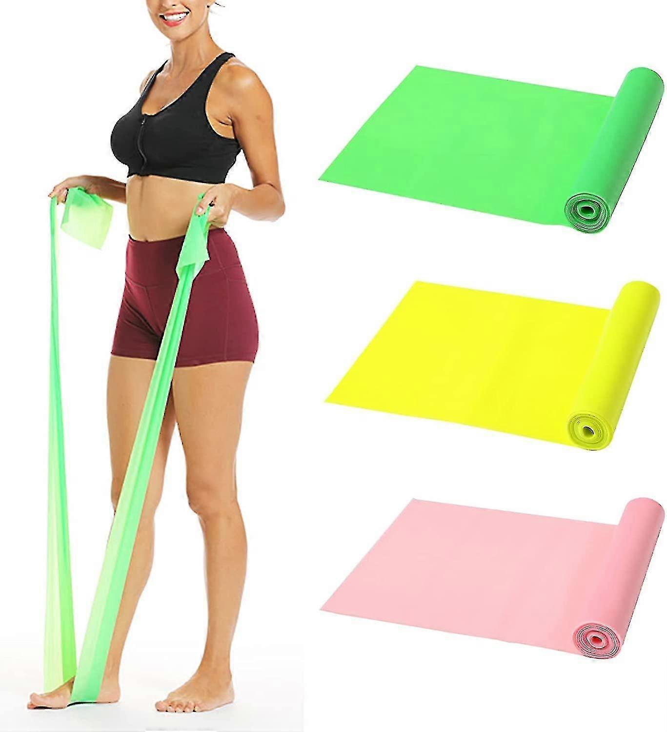 Elastic Resistance Bands 3-Pack for Exercise, Therapy, Yoga & Stretching