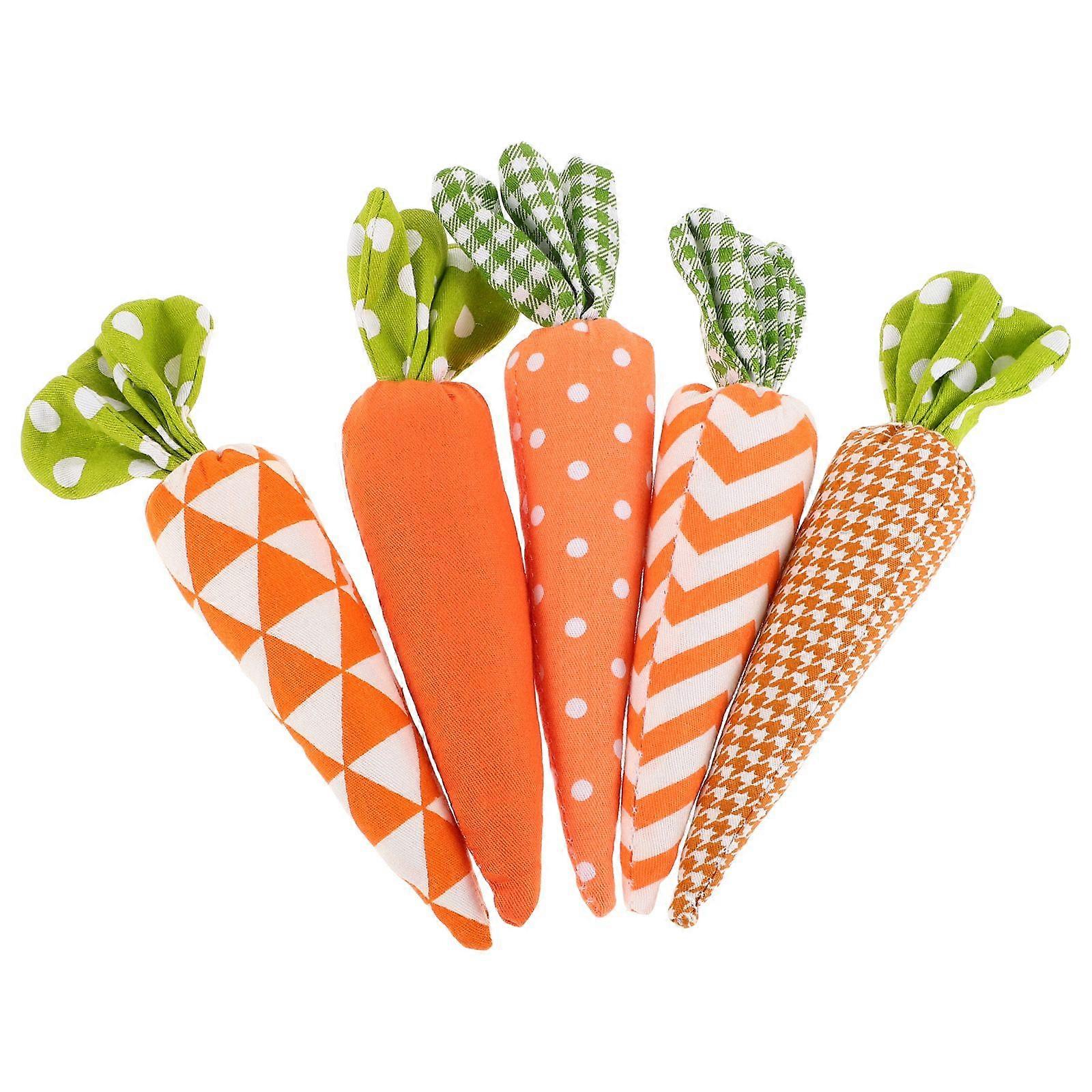5pcs Easter Carrot Fabric Carrot Toy Artificial Carrot Rustic Stuffed Carrot Easter Baskets Decor Tiered Tray Decoration For Farmhouse Spring