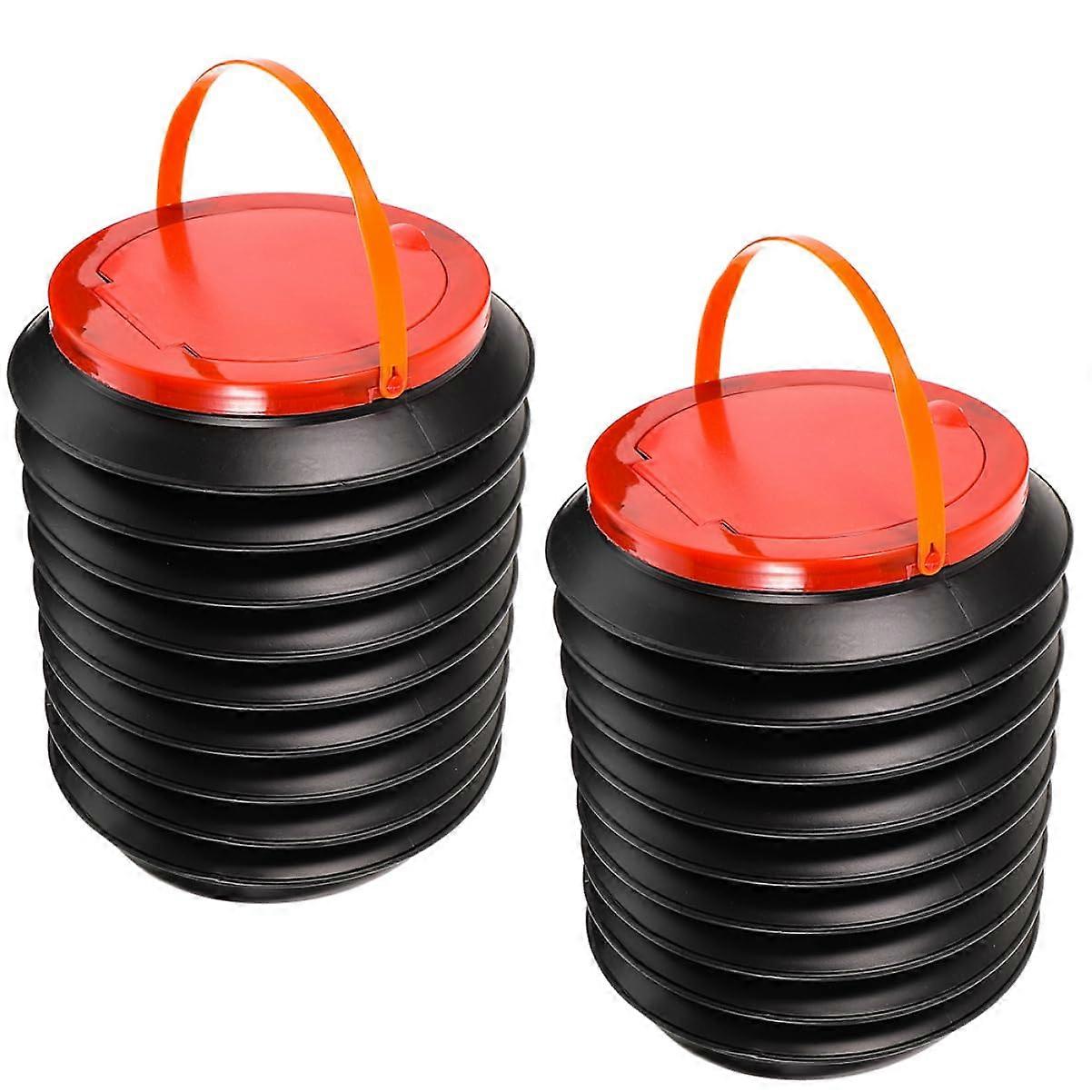 Foldable Trash Can Set of 2 Portable Trash Bag Holder Versatile Storage Basket for Garden Camping Outdoor Use