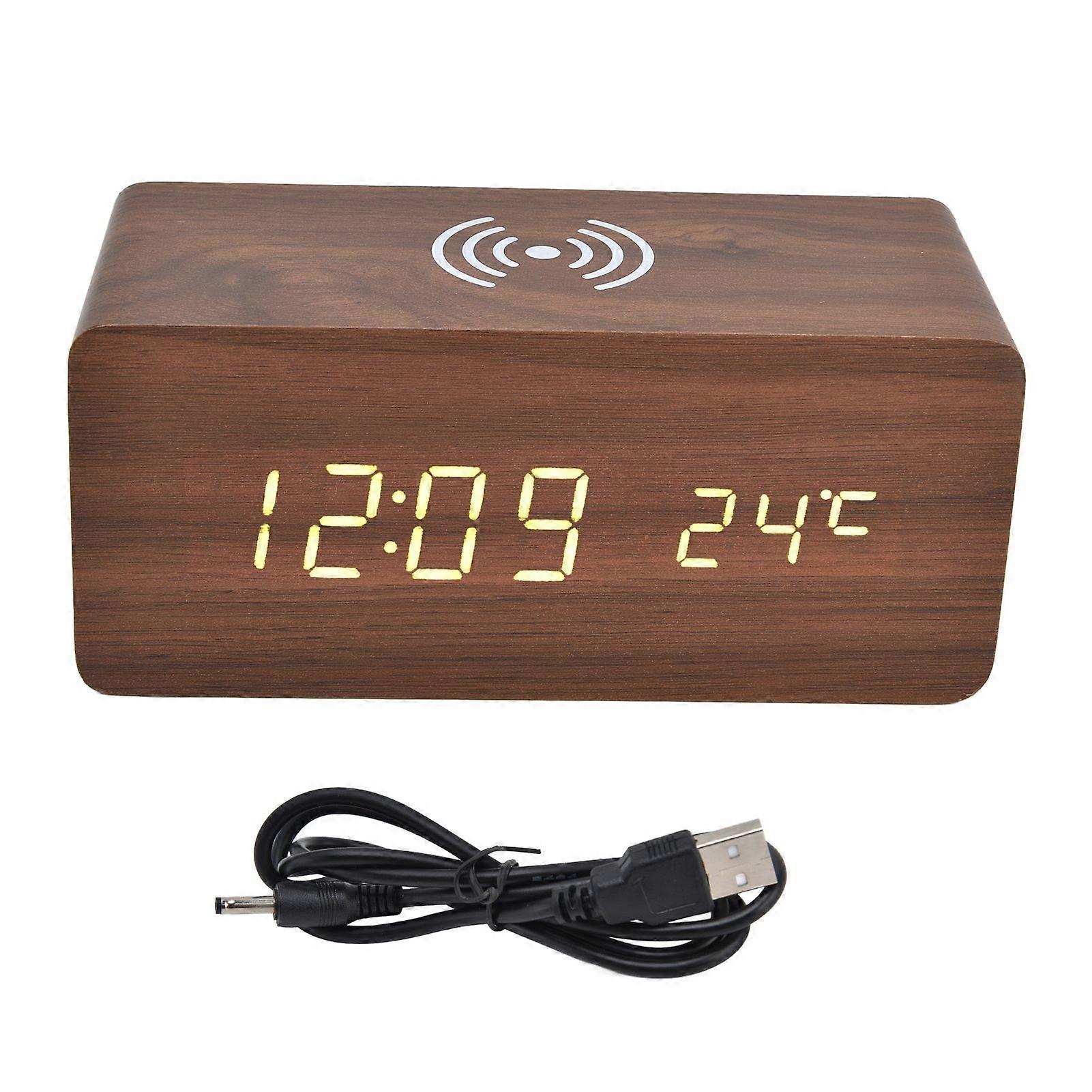 Digital Alarm Clock Wireless Charging Automatic Temperature Detection Safe Stable LED Electronic Clock