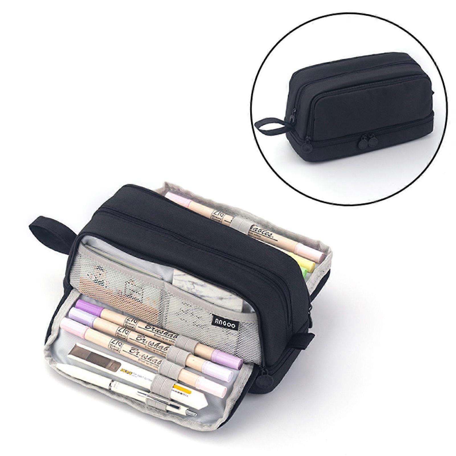 Jolie pochette à crayons Étui à crayons de grande capacité Poche zippée pour papeterie durable et facile à nettoyer avec poignée facile à saisir Parfaite pour le rangement à la maison de l’école 