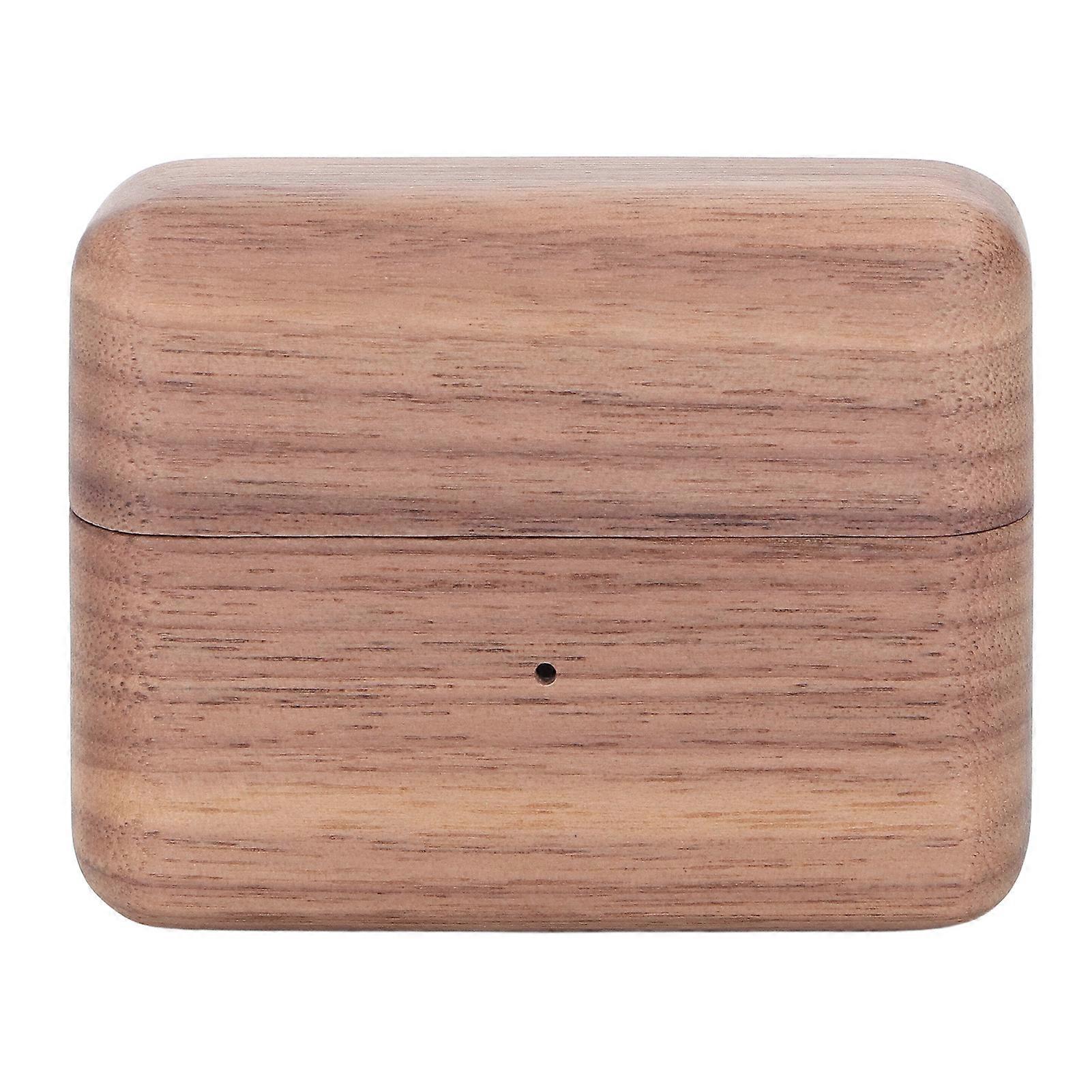 Elegant Handcrafted Wood Bluetooth Earphone Case with Wireless Charging Support