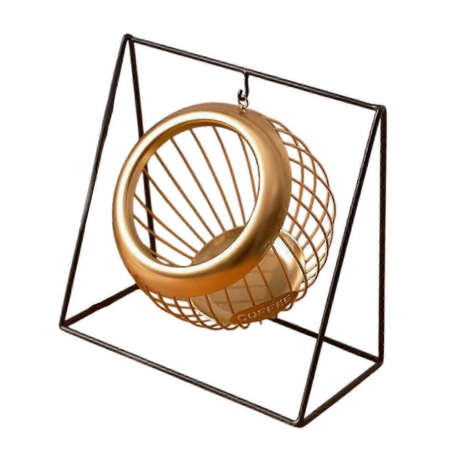 Rustproof Iron Coffee Pod Holder, Durable and Space Saving Espresso Capsule Organizer in Gold Finish