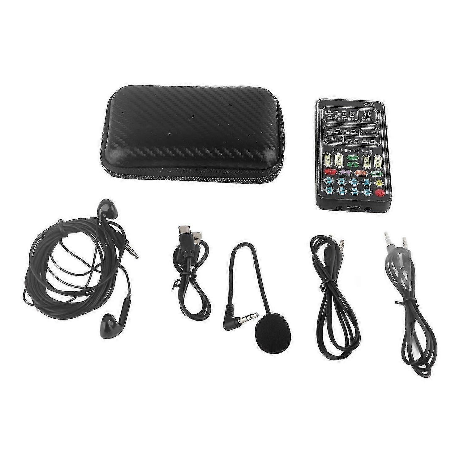 I9 Voice Changer Set Multifunction Portable Recording Mini Sound Card for Game Anchor Recording Comp SZRH
