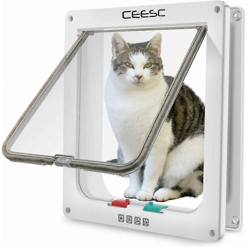 Large Cat Door, 4-Way Locking, for Cats and Small Dogs