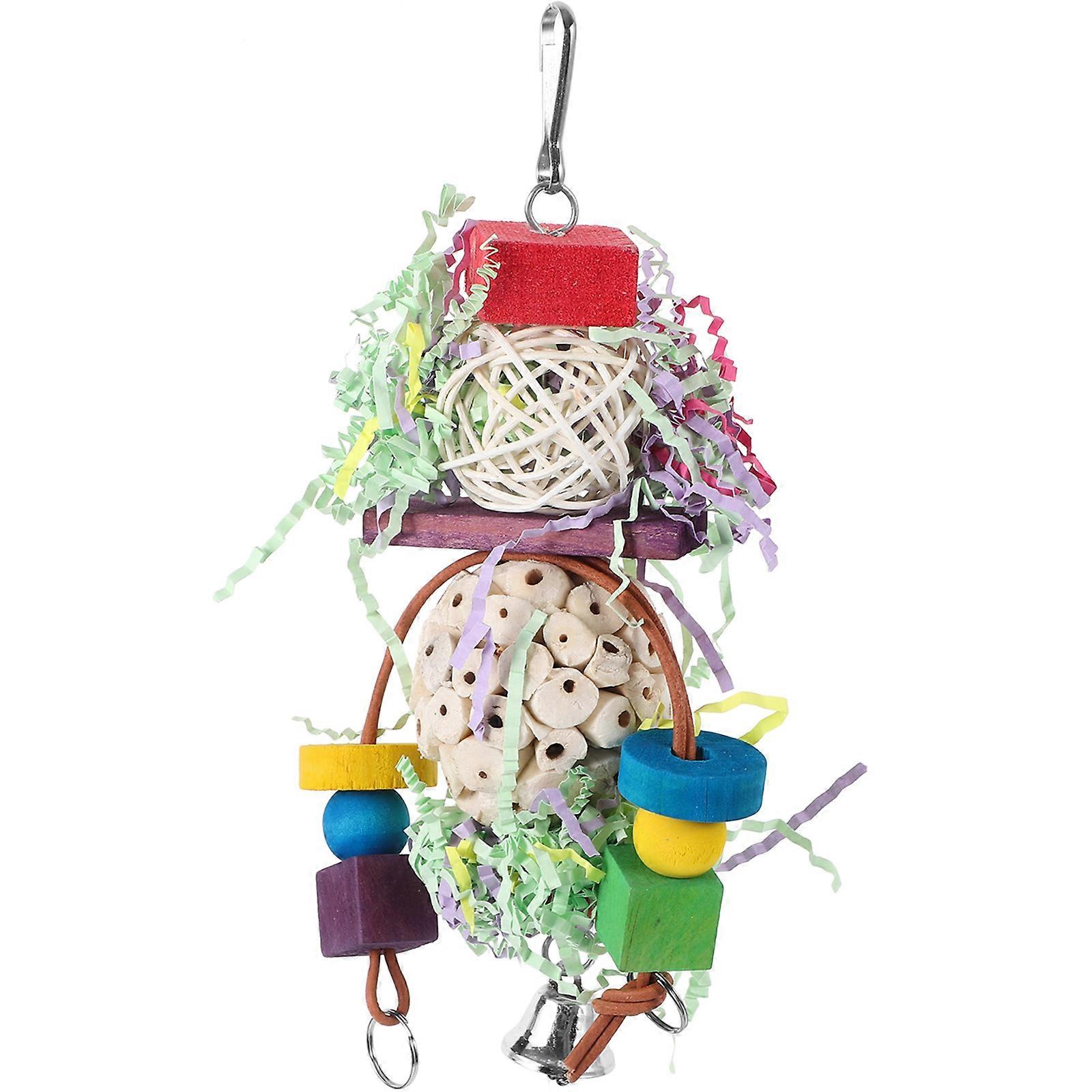 Bird Chew Toy Parrot Chewing Plaything Hanging Ornament Foraging Simulation 23.00X12.00X6.00CM Wood 1Pcs