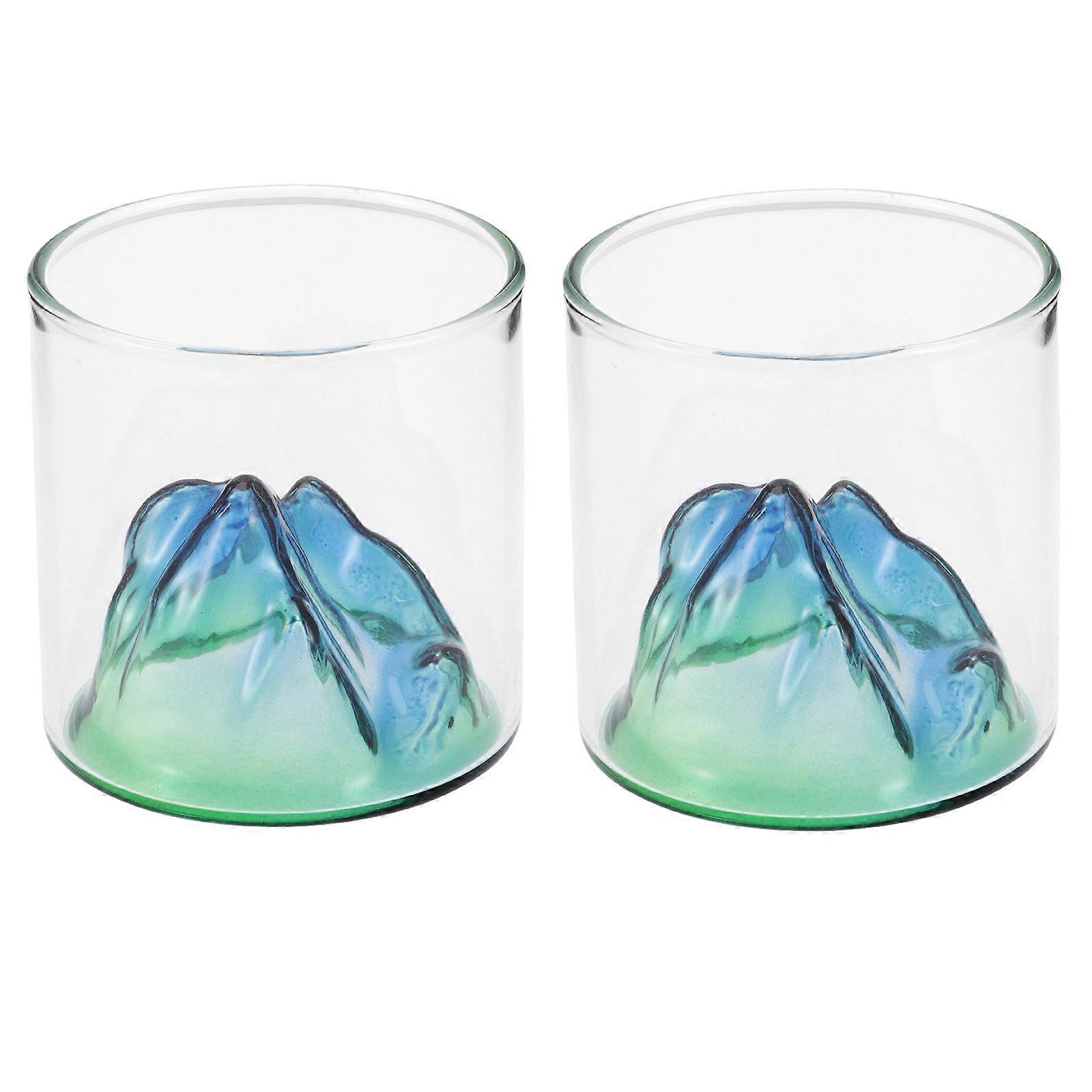Mountain Drinking Glasses Whiskey Glasses Home Use Assorted Color 7x7cm Preserve Natural Flavor 2Pcs