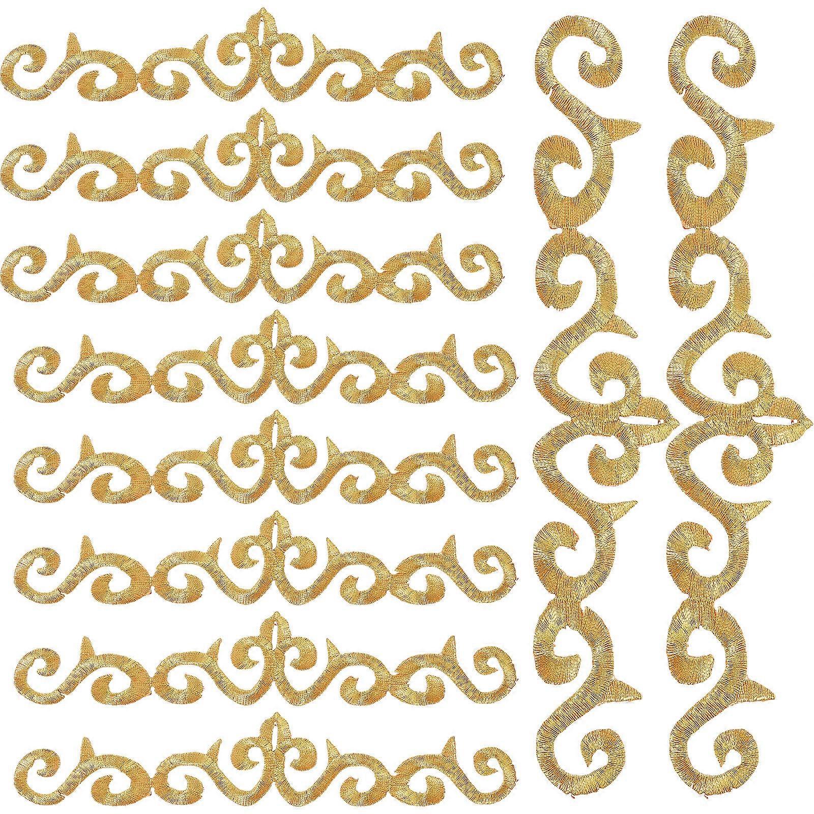 Golden Embroidered Patch Sew on Patches for Clothes Mending 10Pcs