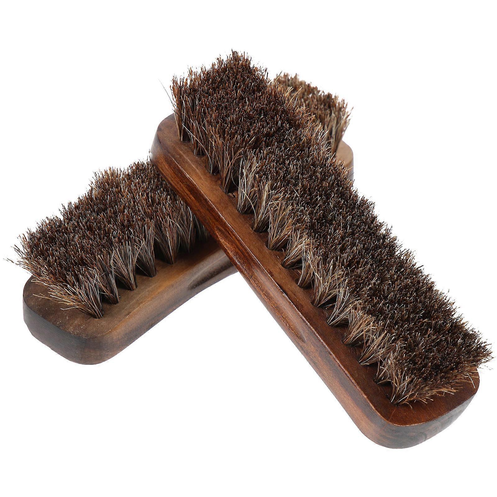 Wear-Resistant Cleaning Tools Horse Mane Shoe Brush Ergonomic Design Shoe Maintenance 2Pcs