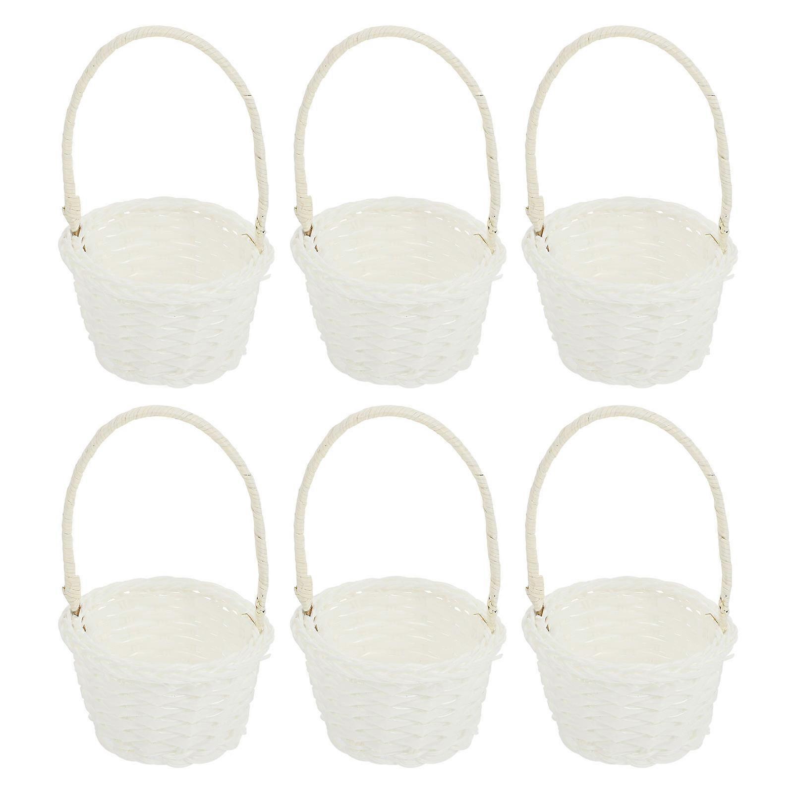 White Durable Storage Basket for Home Hotel Use Made from Premium Plastic and Bamboo Materials 6 Pieces
