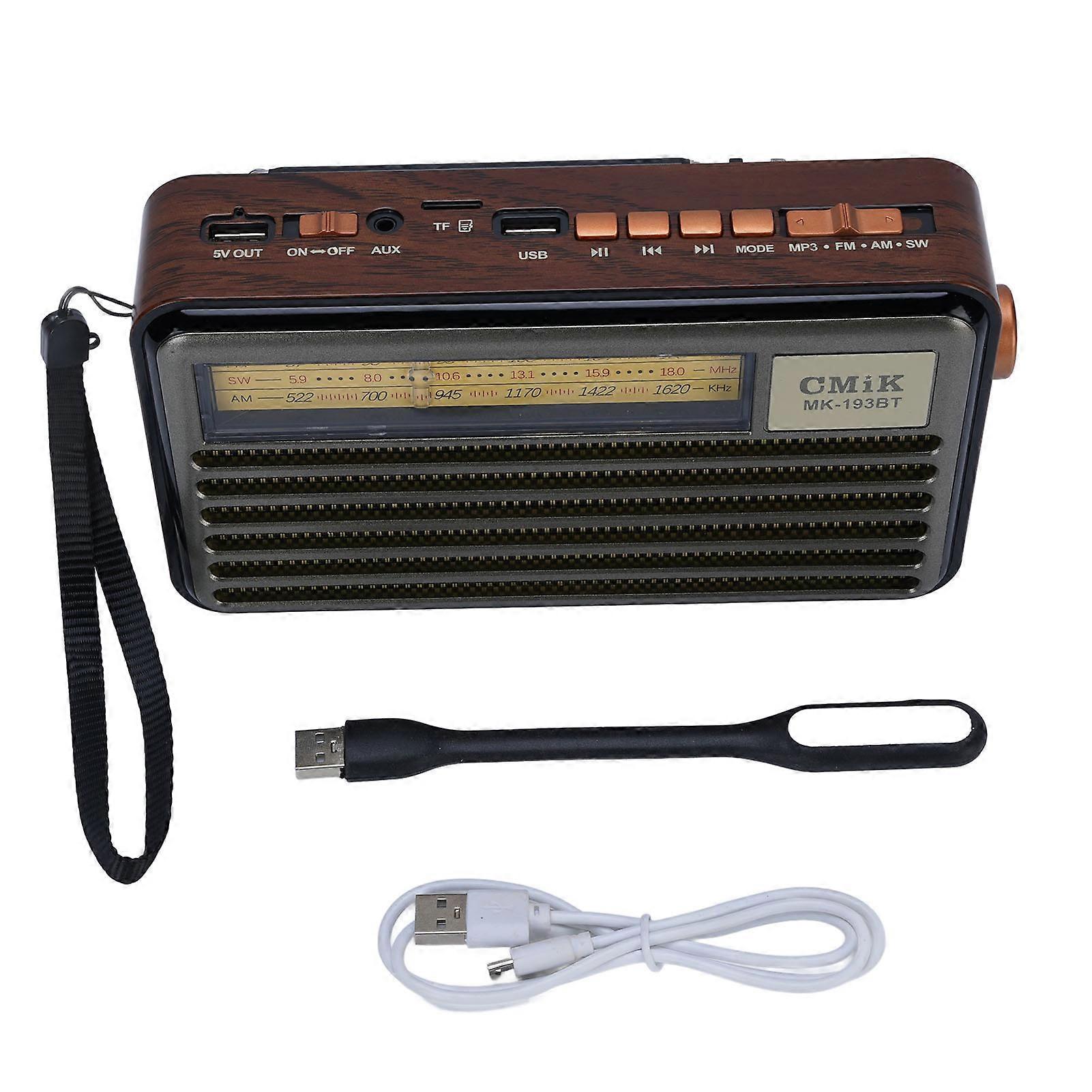 Small Vintage Retro Portable Solar Powered Bluetooth Radio Speaker Battery Powered for Outdoor Emergency Lighting