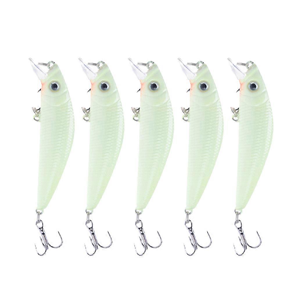 Night Time Lures Light Luminous Night Baits 3D Night Fishing Lures Hard Baits Artificial Baits Hook Spinners with Fish Hook Light Green 5Pcs