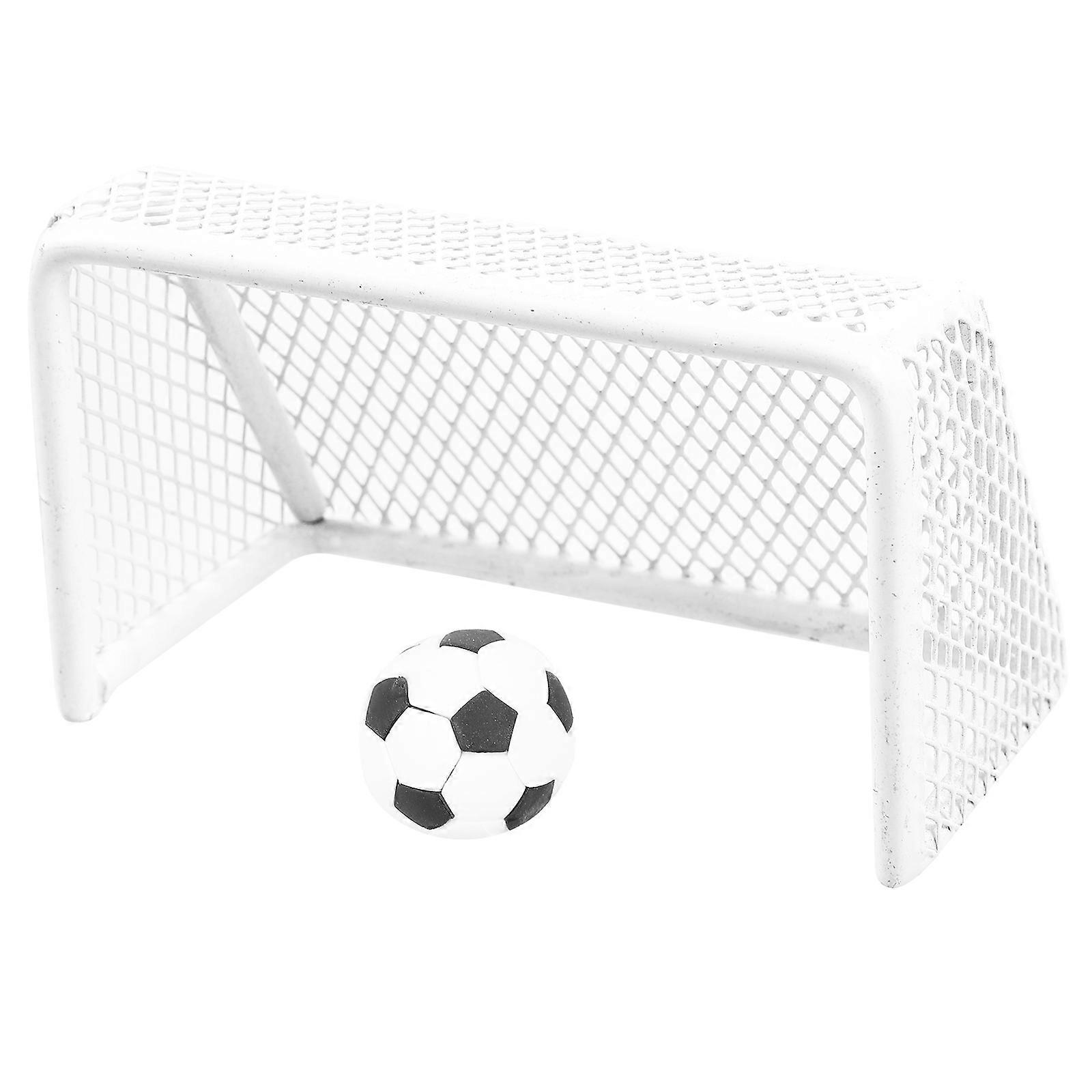 Mini Dollhouse Soccer Goal Set Indoor Play Decorative Iron White 1Set