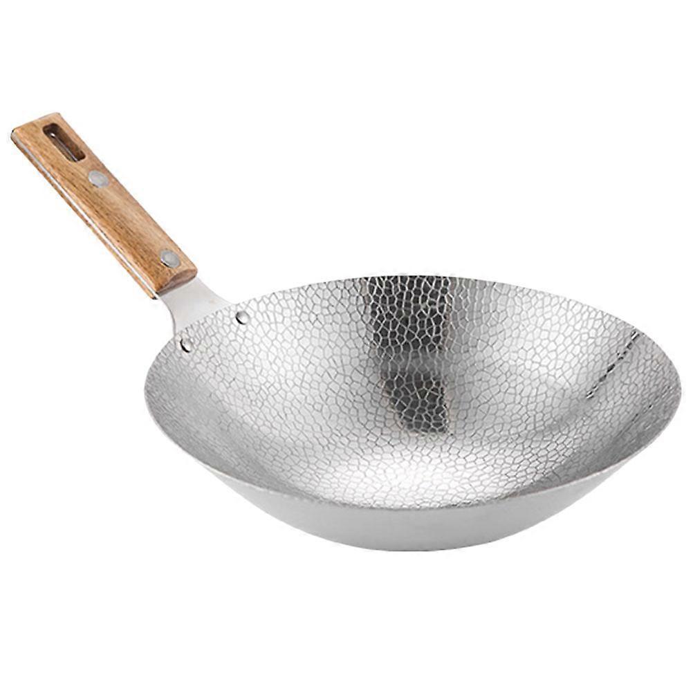 Portable Fry Pan Stainless Steel Wok For Stoves Cooking Round Base Deep 1Set
